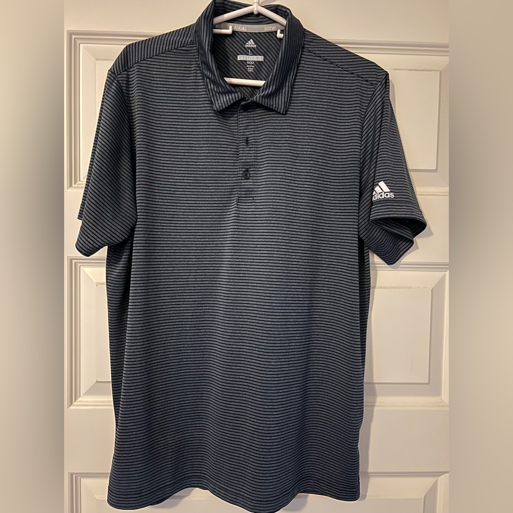 Adidas Men's Polo Shirt - Navy Stripes